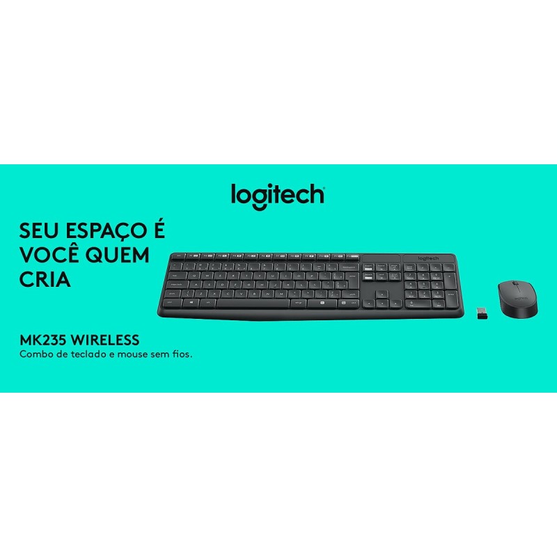 Teclado - Mouse Sem Fio Logitech MK235