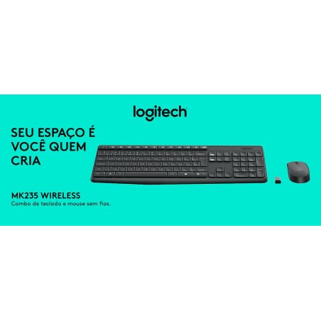 Teclado - Mouse Sem Fio Logitech MK235